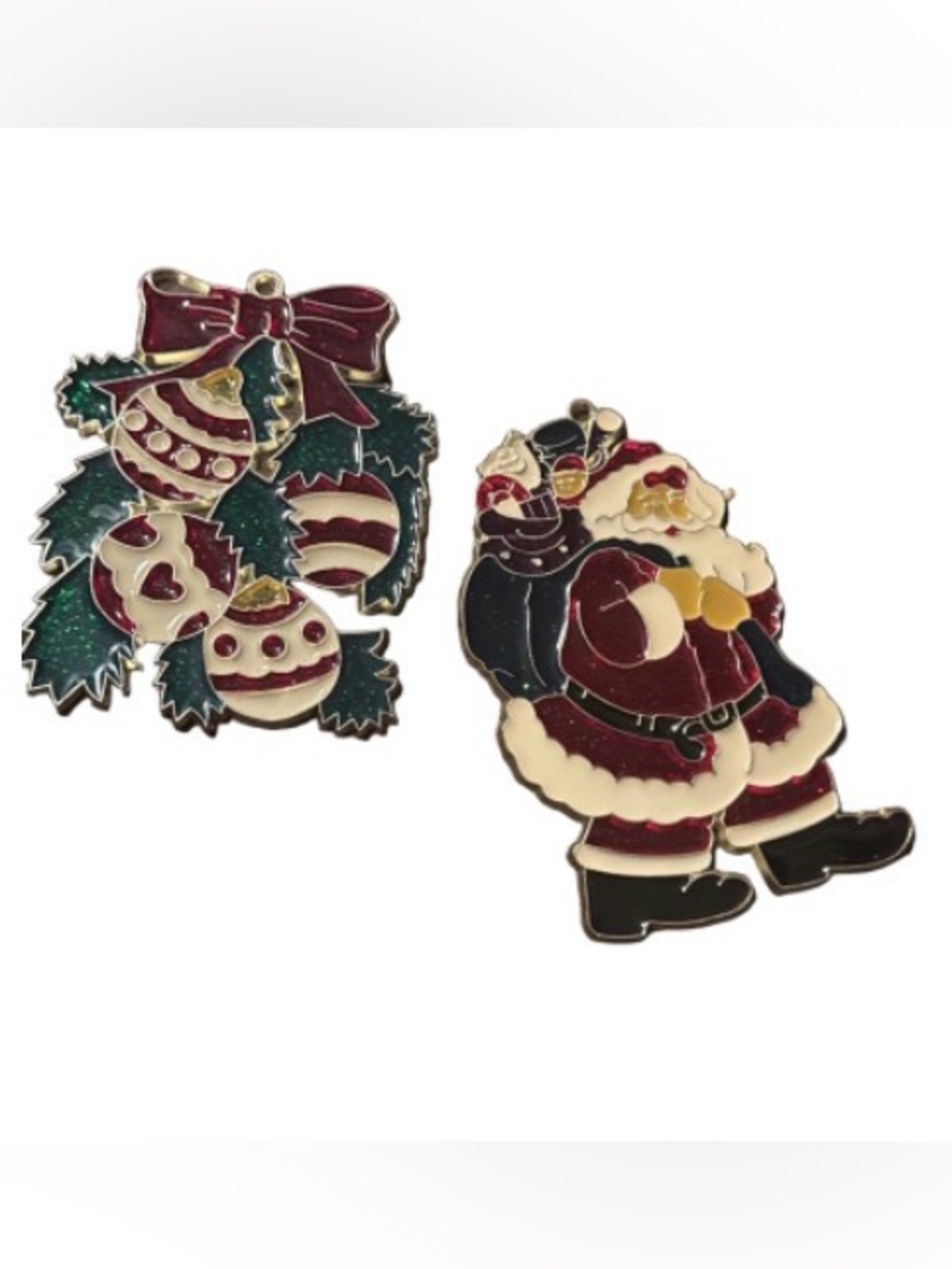 Vintage stained glass look holiday ornaments
